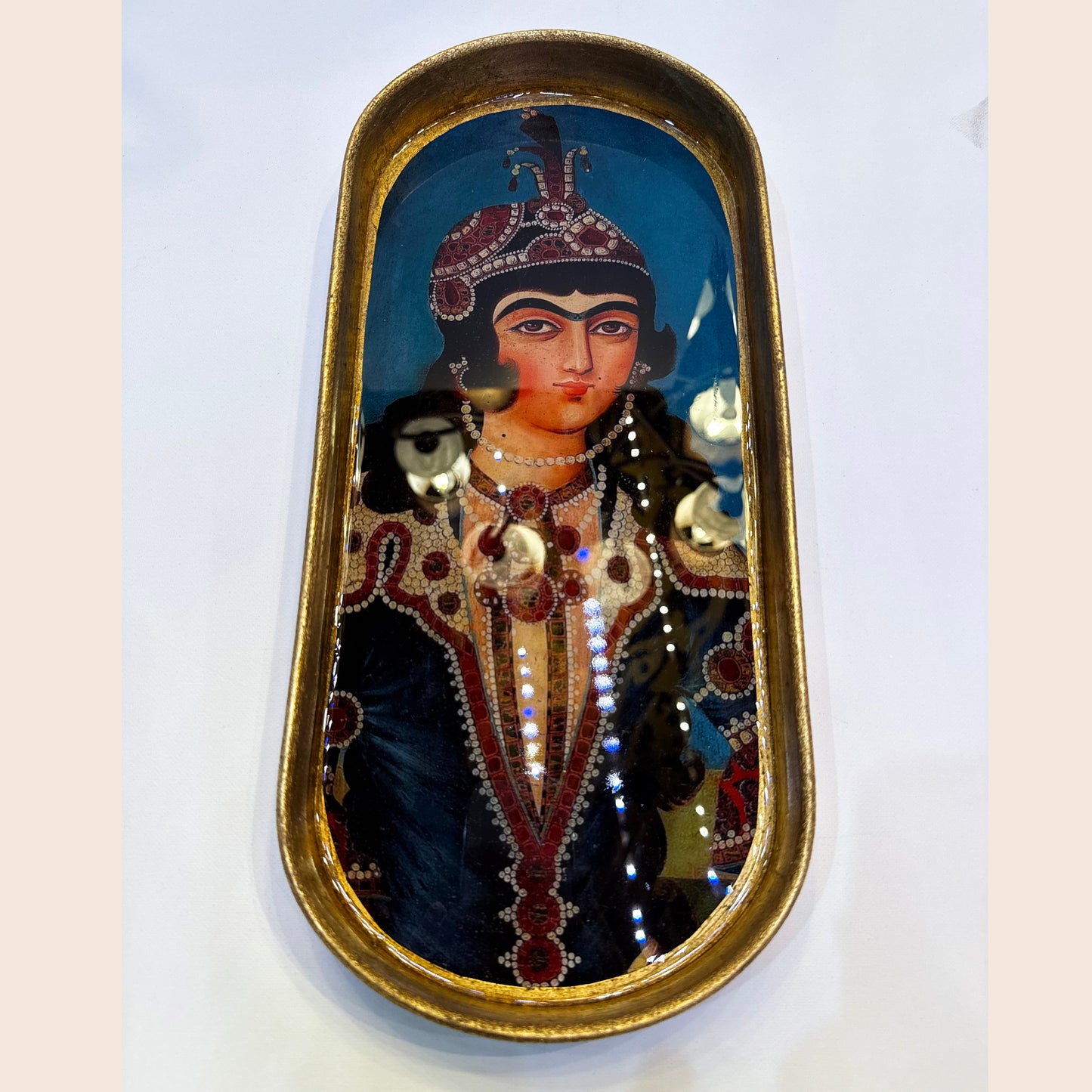 Unique Wooden Wall Decor or Tray with Beautiful Painting Sealed by Resin - Ghajary Girl