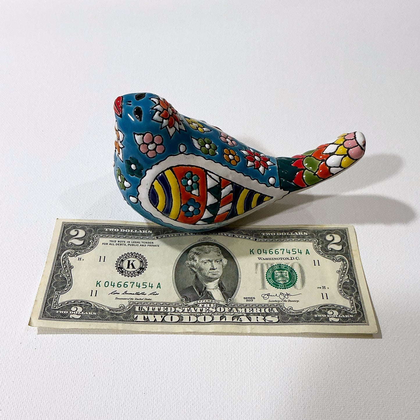 Āmen Dove - Very Beautiful Enameled Ceramic Statue - Lovely Colorful Ceramic Mina Bird!