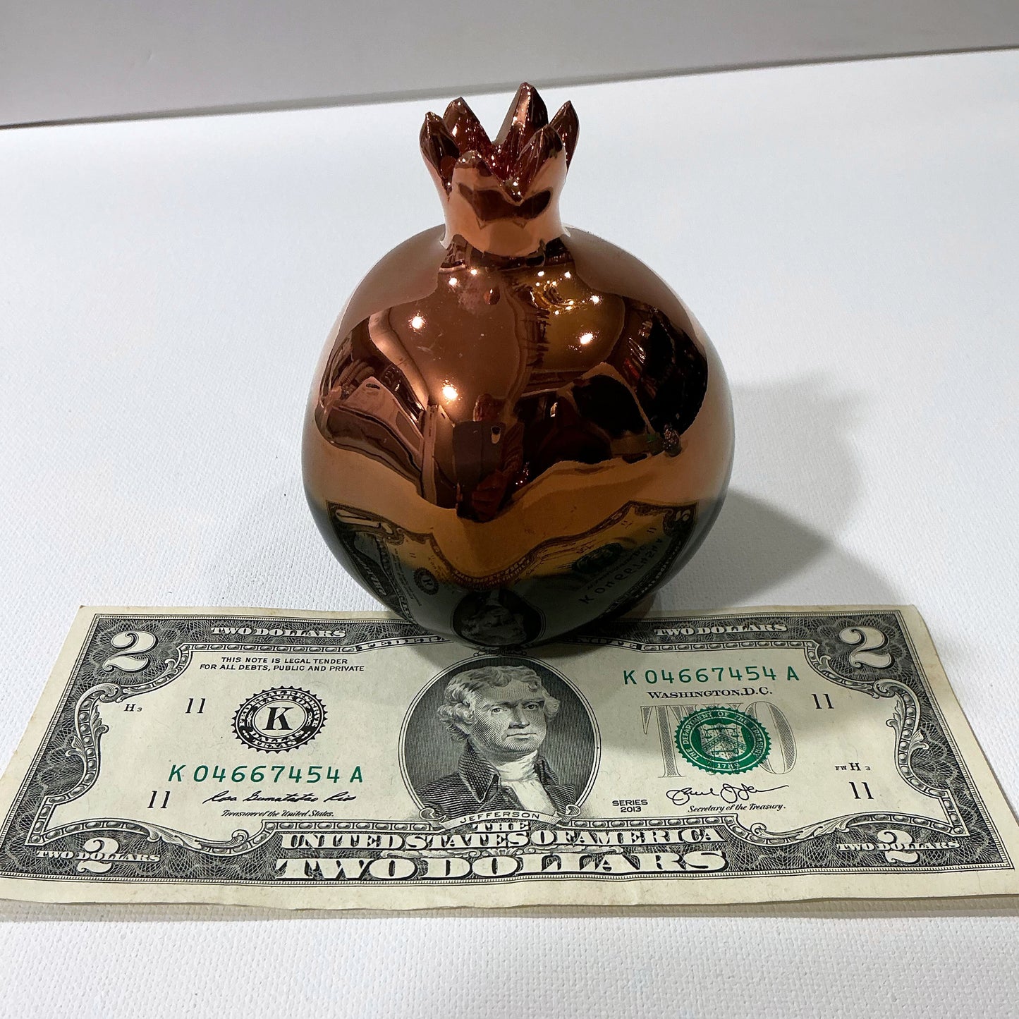 Hand Made Medium Size Ceramic Pomegranate - Copper Plated - in 2 Styles