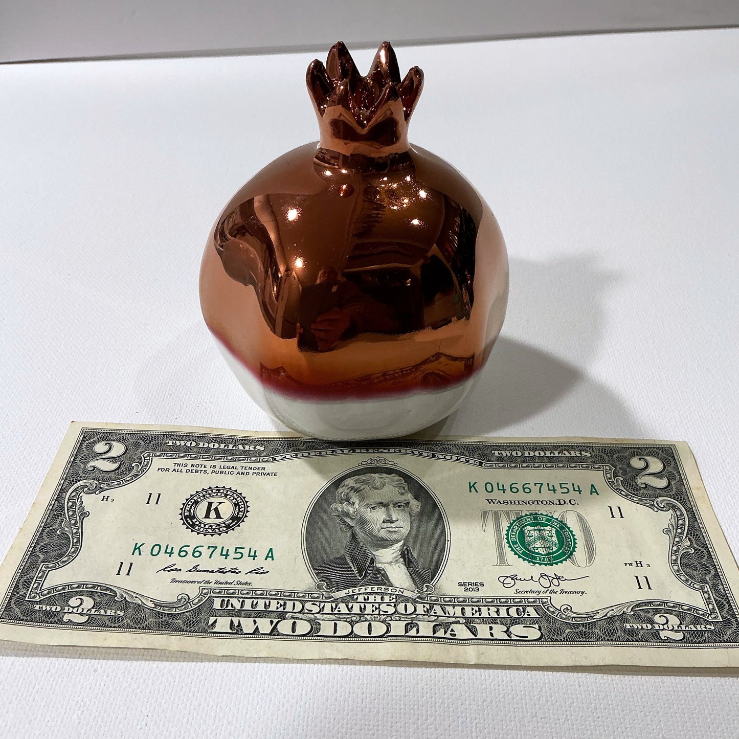 Hand Made Medium Size Ceramic Pomegranate - Copper Plated - in 2 Styles