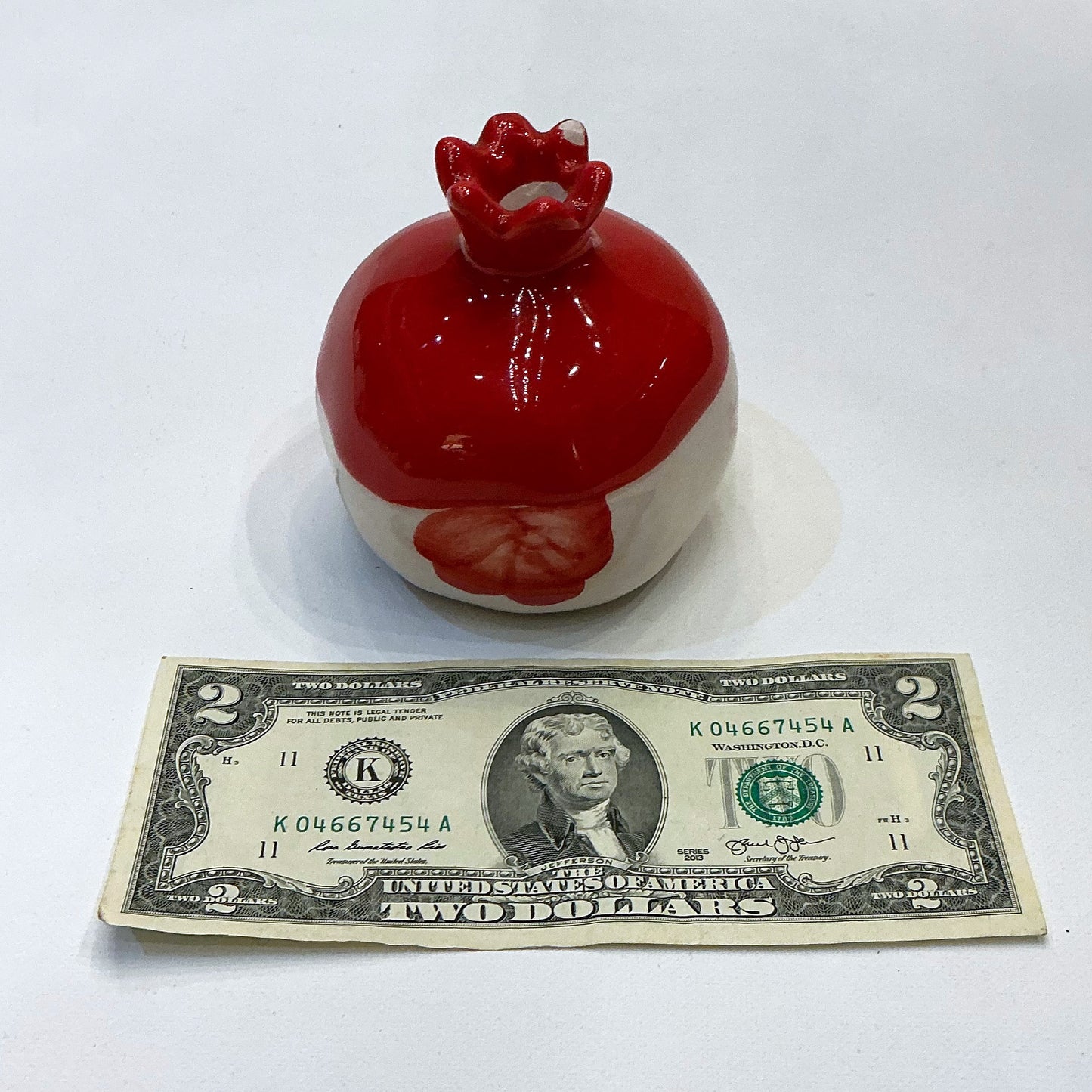 Handmade Medium Size Ceramic Pomegranate - Red