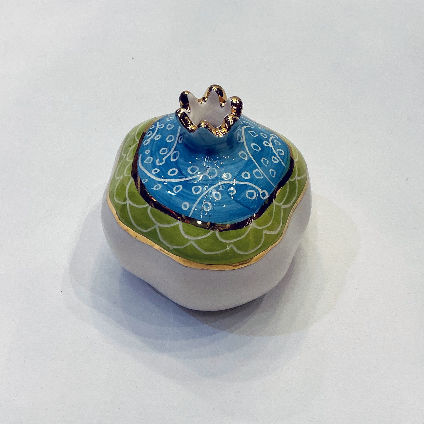 Handmade Ceramic Pomegranate Designed by 11-Carat Gold - Green Blue