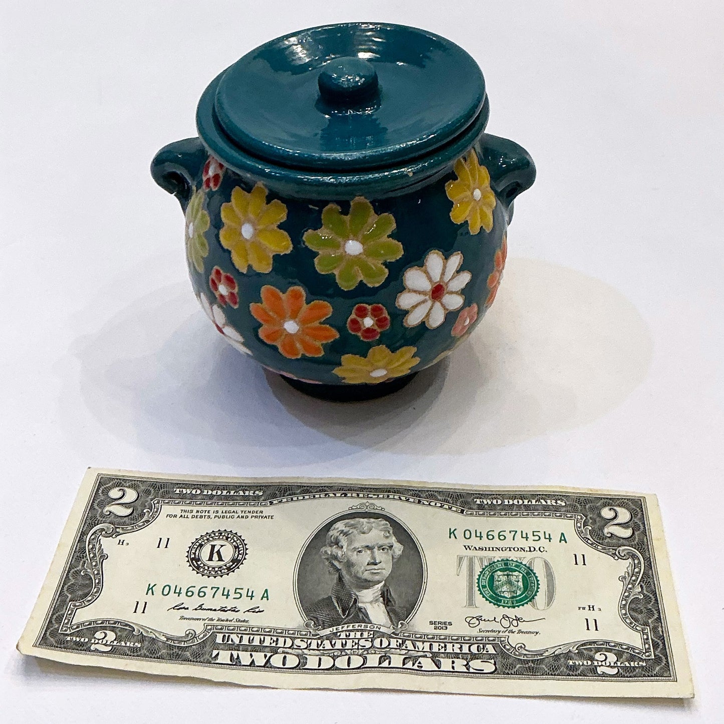 Handmade Enameled Ceramic Pottery - A Vintage Style Container with Lid, Style 1