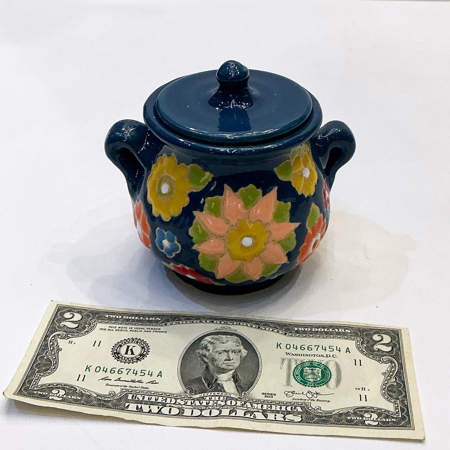 Handmade Enameled Ceramic Pottery - A Vintage Style Container with Lid, Style 4