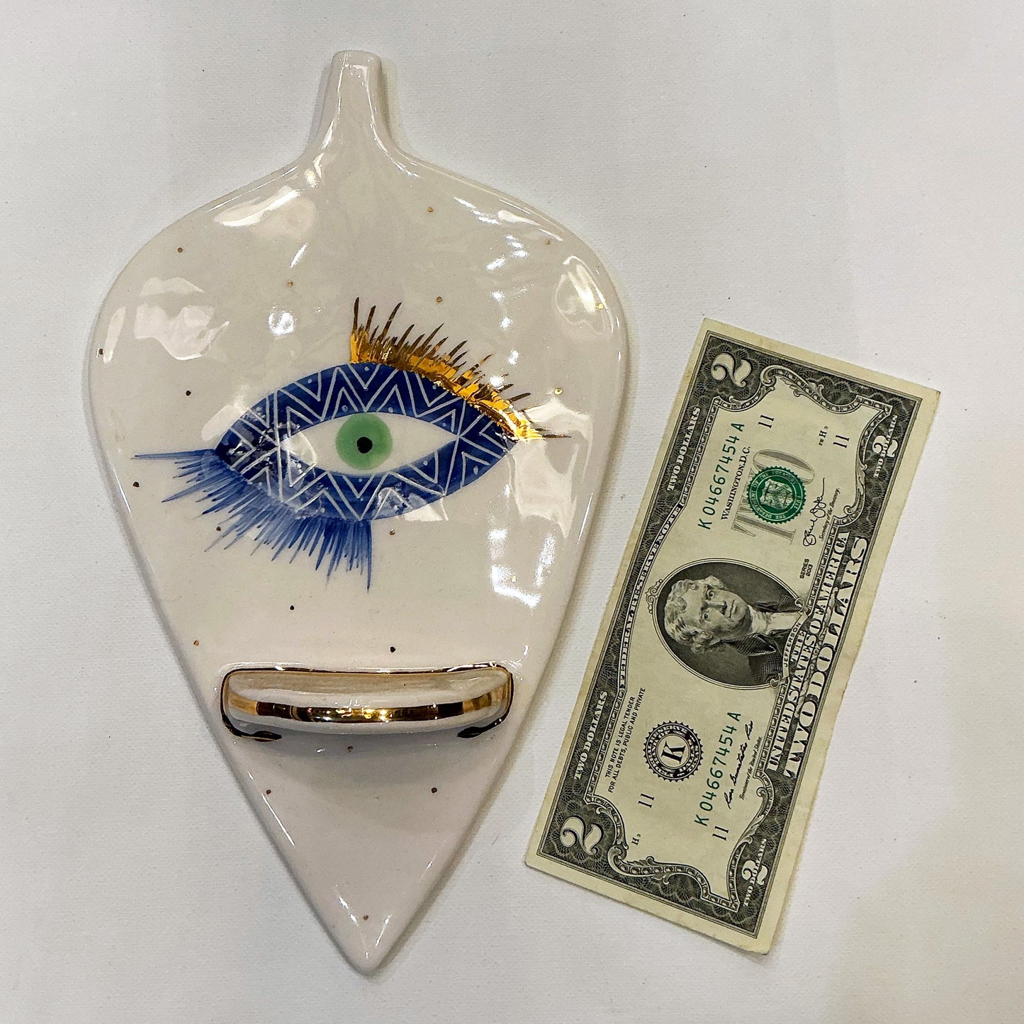 Evil Eye Wall Decor Ceramic Candle Holder with a Small Shelf