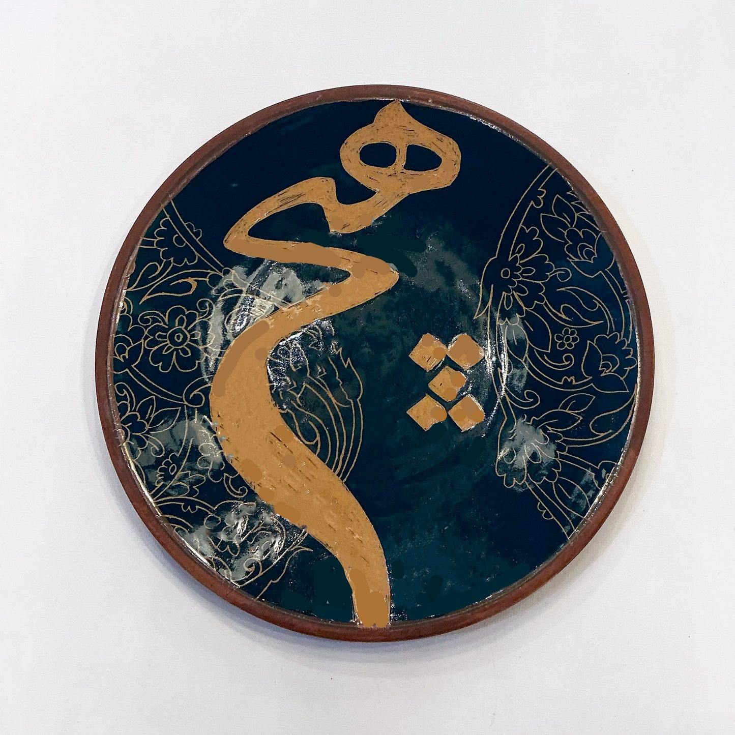 A Round Ceramic with a Persian Calligraphy of the Word " Nothing" (Hich)