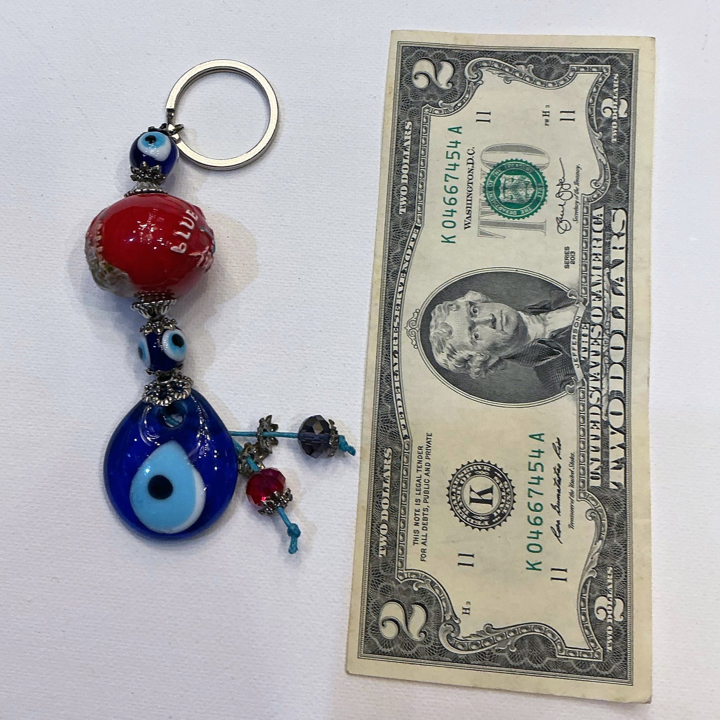 Beautiful Keychain Evil's Eye, Red and Blue