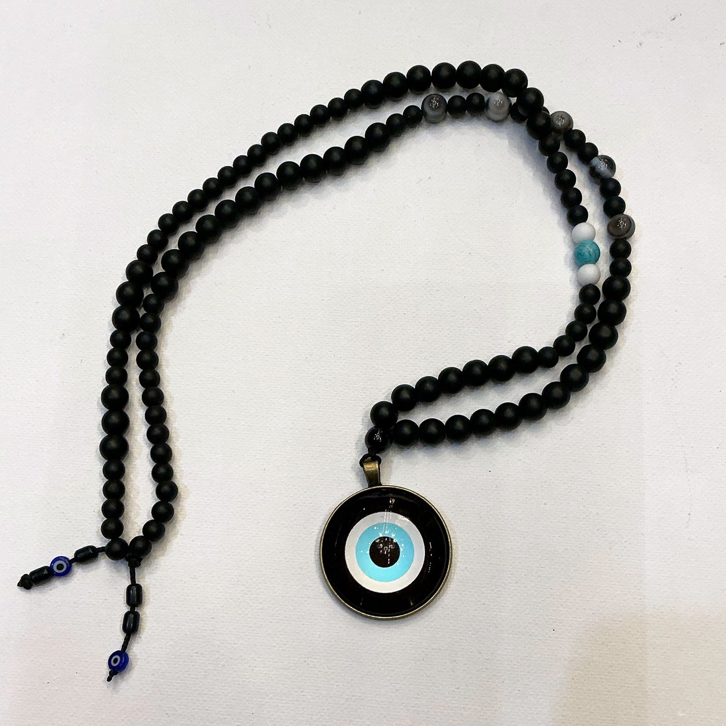 Elegant Beaded Necklace with a Pendant of Evil's Eye- Unisex
