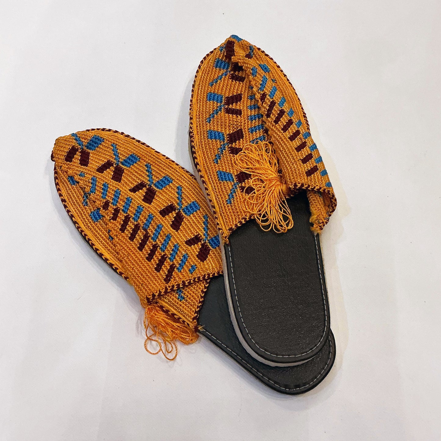 A Pair of Beautiful Woven Persian Traditional Shoes (Giveh) - Medium Size, Unisex
