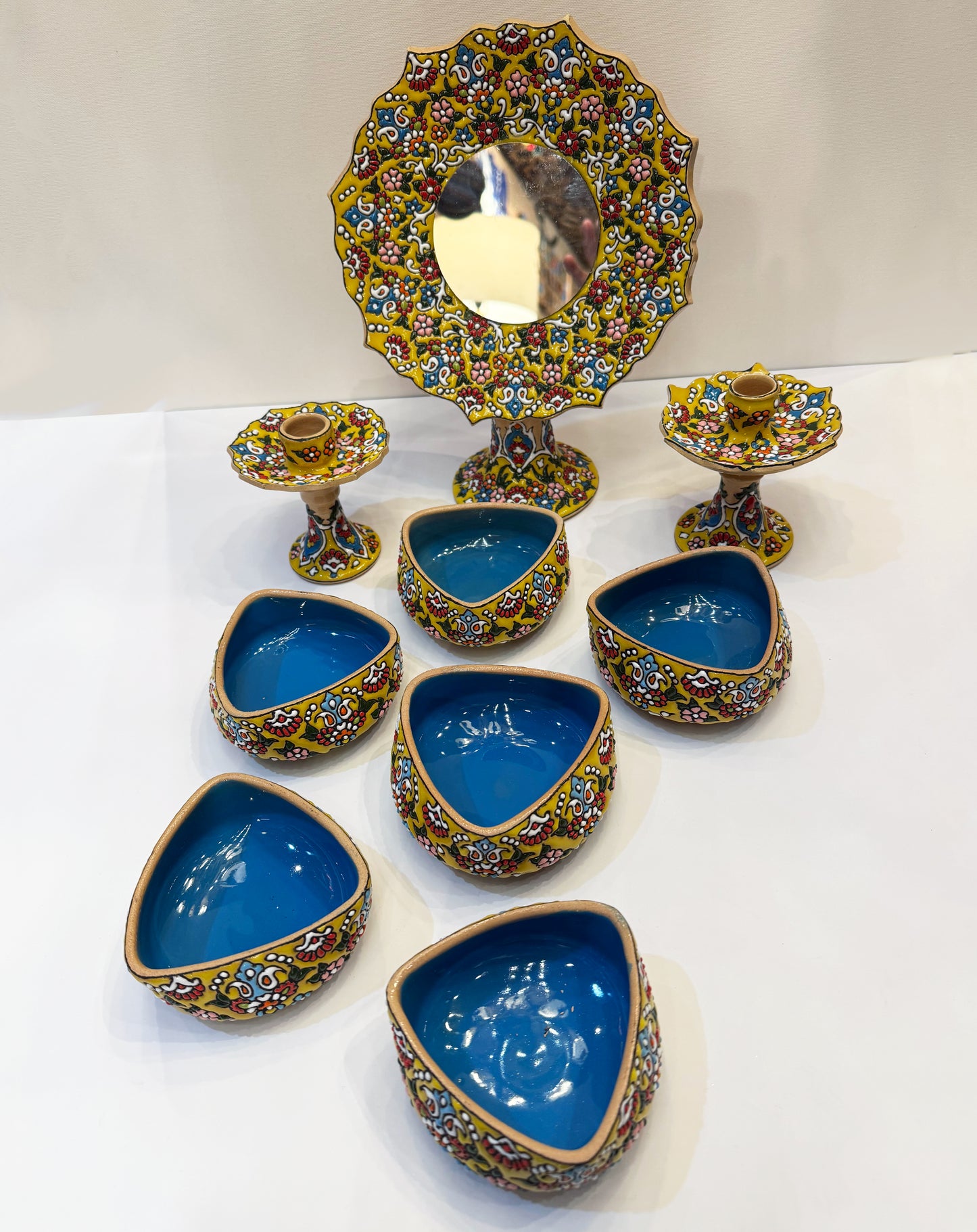 Persian New Year Handmade Set of Haftseen - 9 Pieces - Minakari 3
