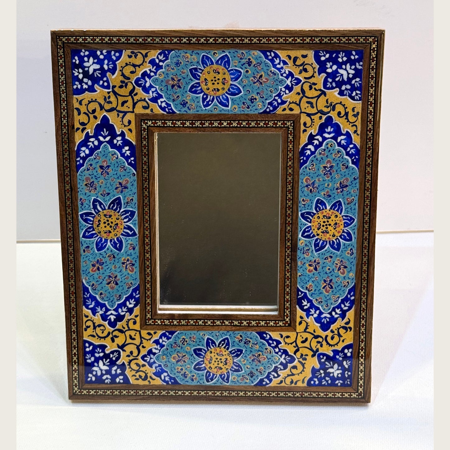 Elegant Handmade Mirror, Wooden Frame, MinaKari, in 4 Sizes