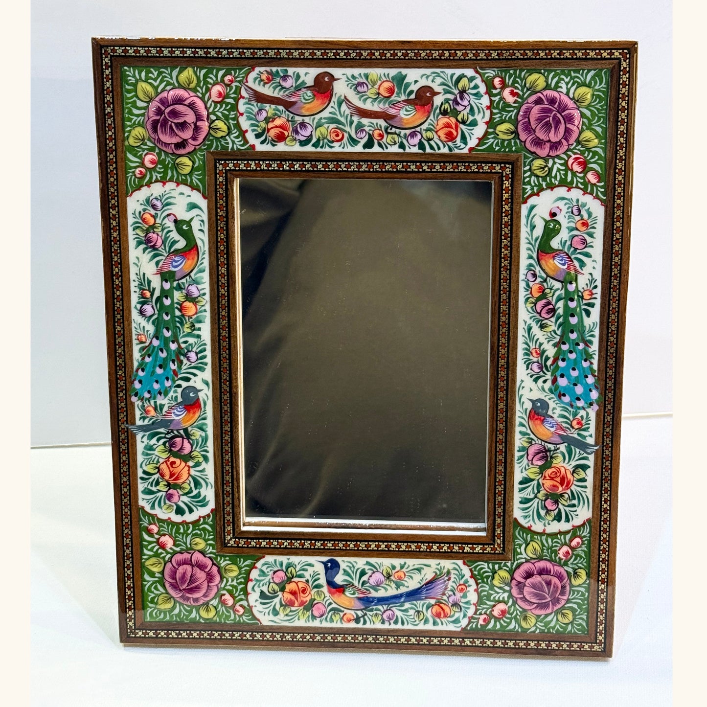 Elegant Handmade Mirror, Wooden Frame, MinaKari, in 4 Sizes