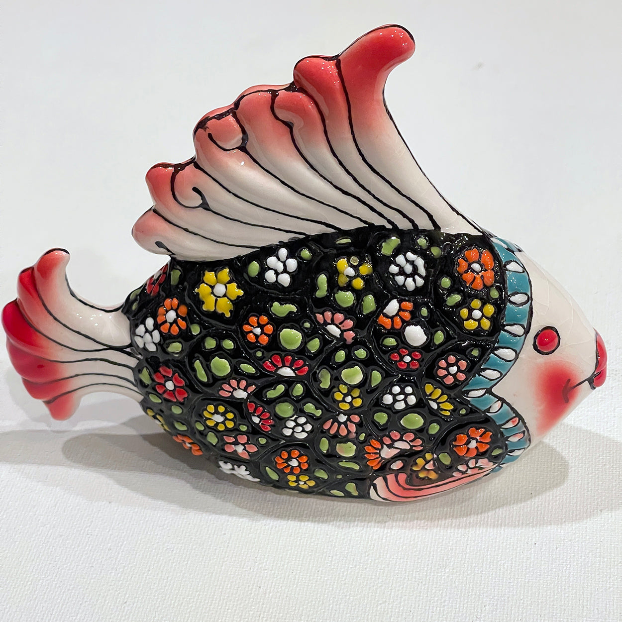 Lovely Fish - Very Beautiful Enameled Ceramic Statue