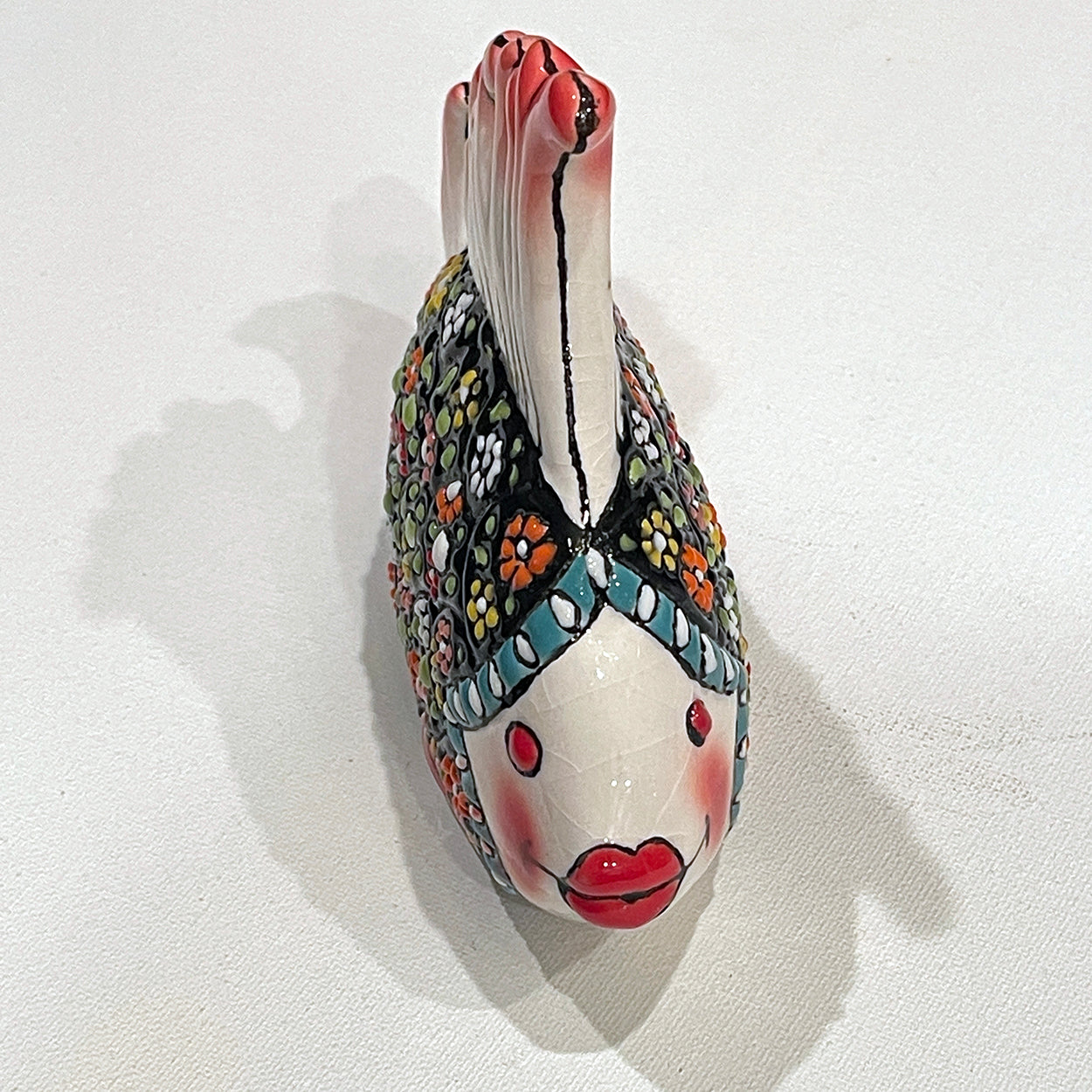 Lovely Fish - Very Beautiful Enameled Ceramic Statue