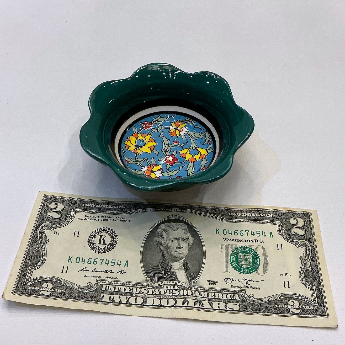 Enameled Ceramic Bowl - Perfect for Your Haftseen, Home or Office Decor & Everyday Usage, Hunter Green