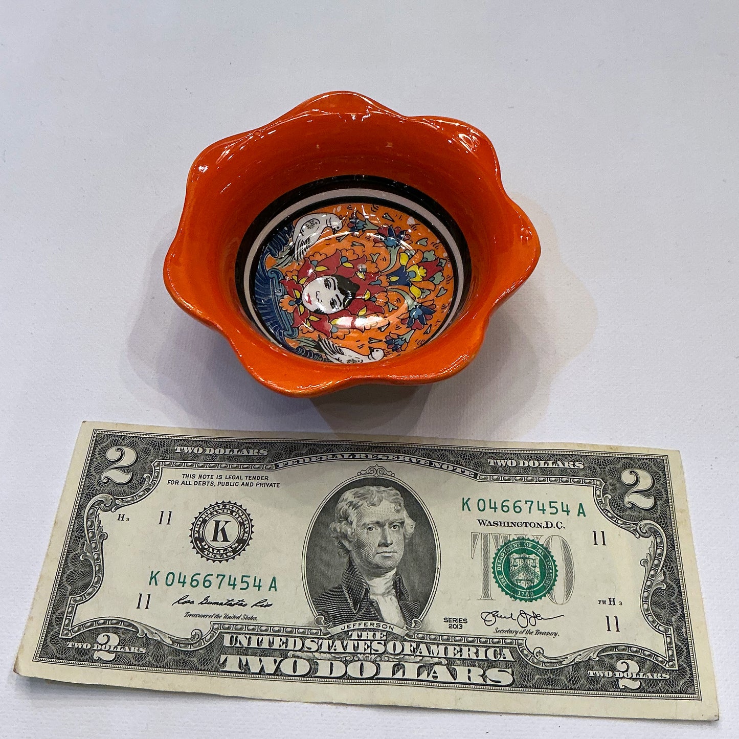 Enameled Ceramic Bowl - Perfect for Your Haftseen, Home or Office Decor & Everyday Usage, Dark Orange