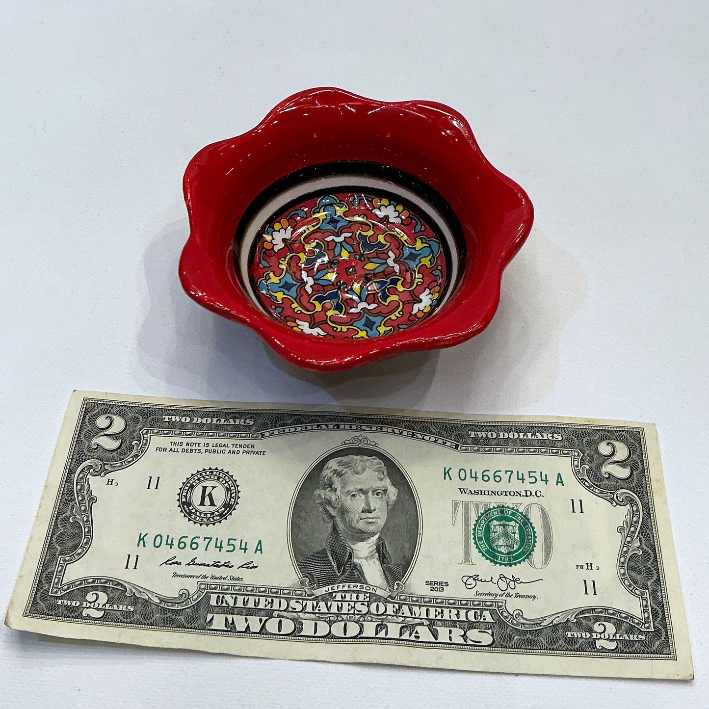 Enameled Ceramic Bowl - Perfect for Your Haftseen, Home or Office Decor & Everyday Usage, Red