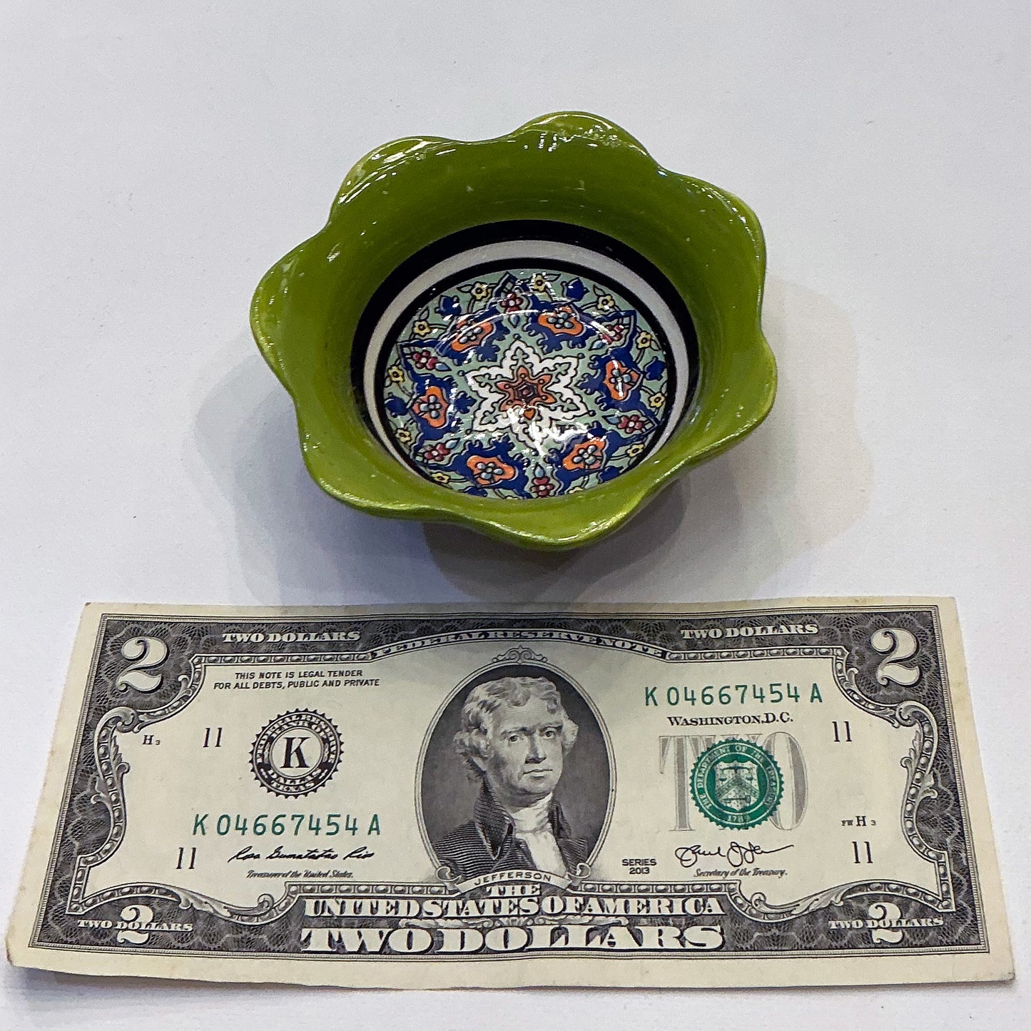 Enameled Ceramic Bowl - Perfect for Your Haftseen, Home or Office Decor & Everyday Usage, Green