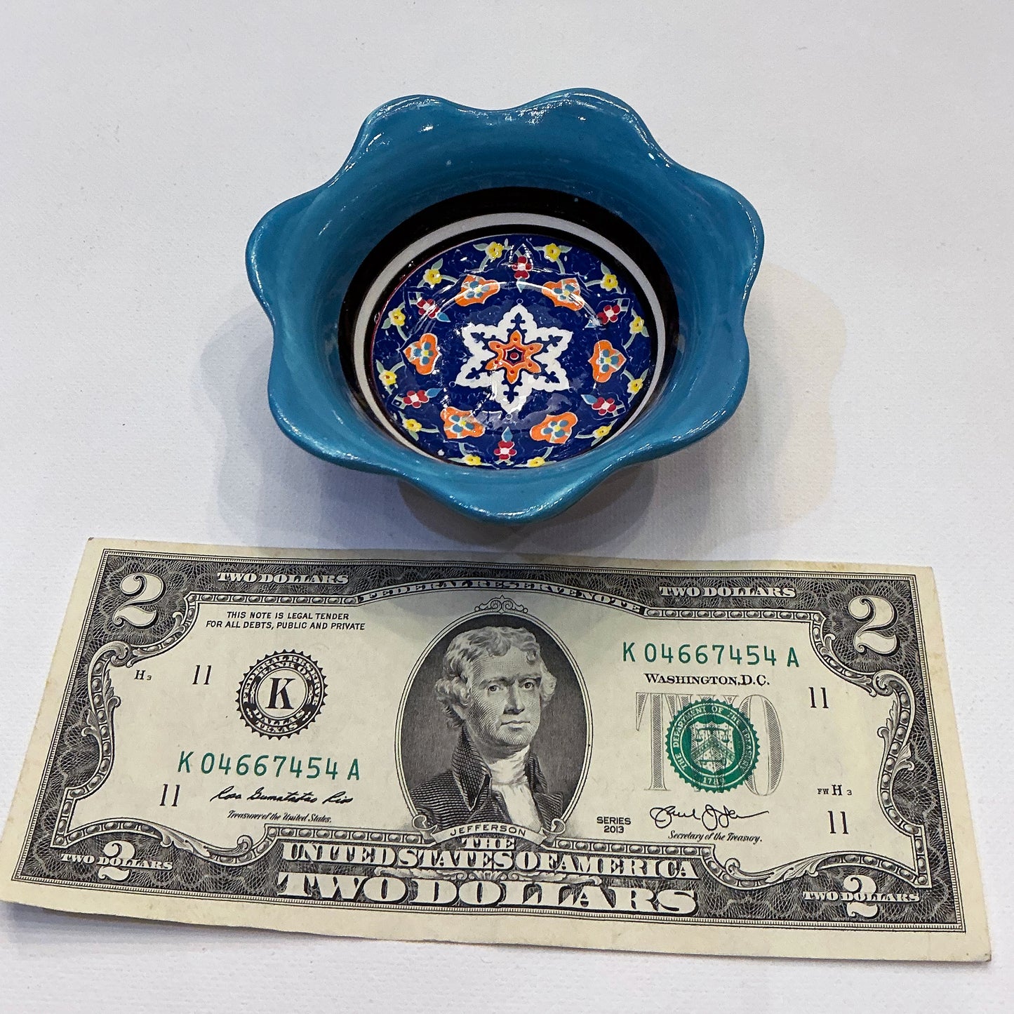 Enameled Ceramic Bowl - Perfect for Your Haftseen, Home or Office Decor & Everyday Usage, Turquoise