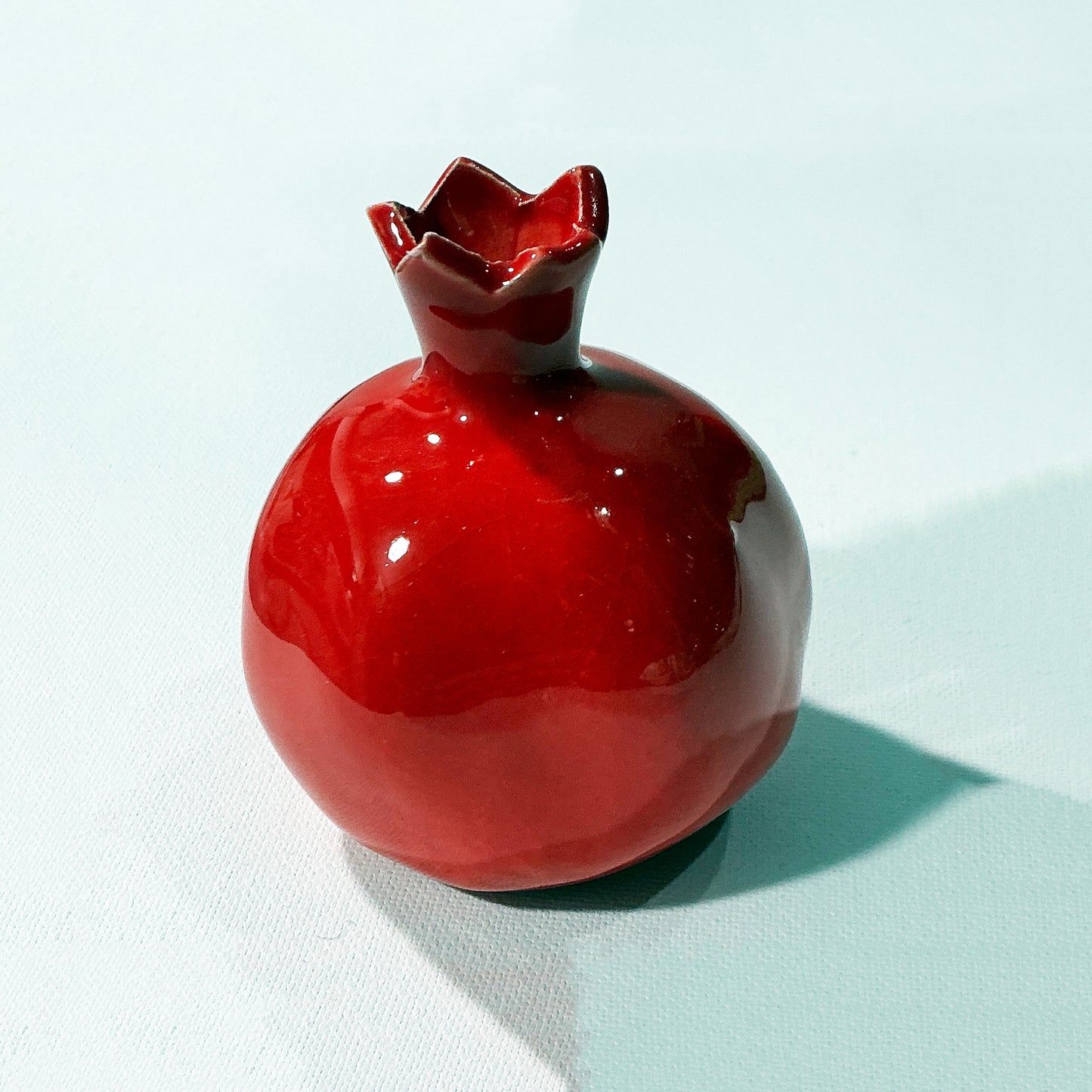 Handmade Medium Size Ceramic Pomegranate - Red