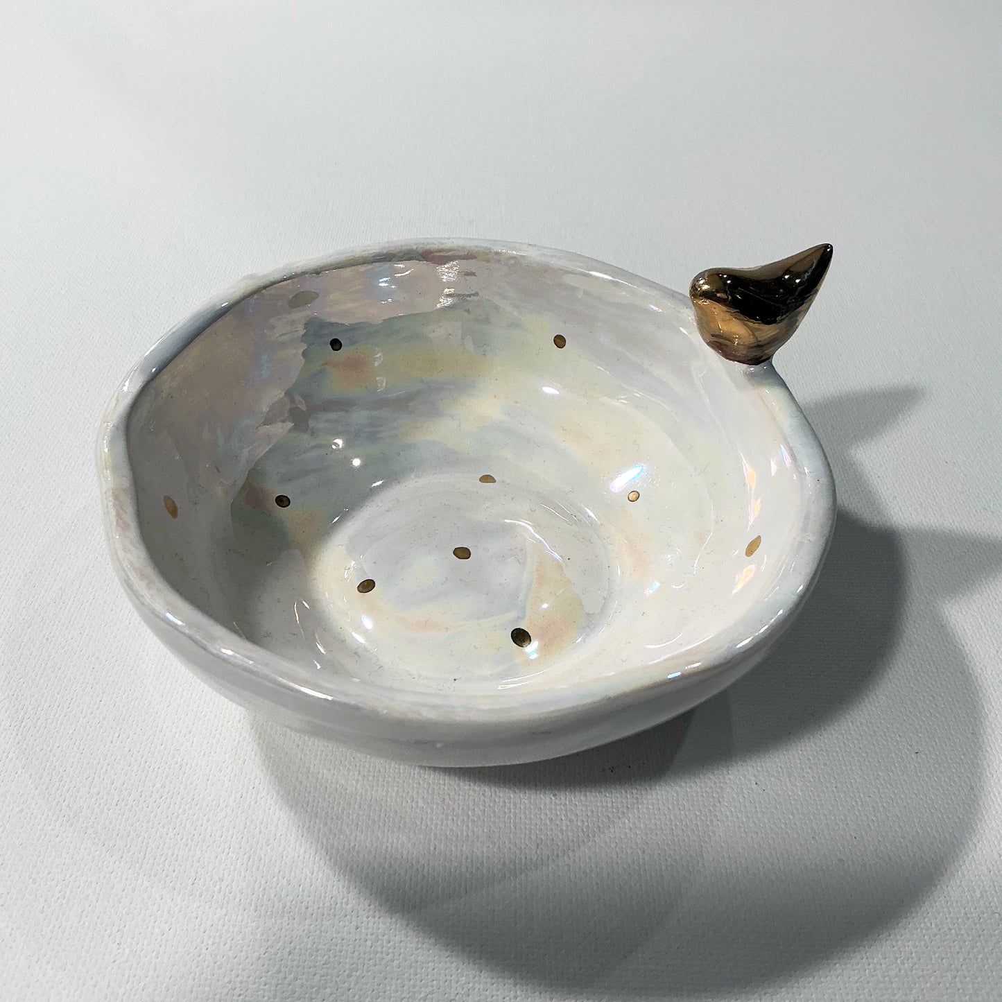 Ceramic Bowl - Unique Bowl for your Haftseen, Home or Office Decor With a Golden Bird Design