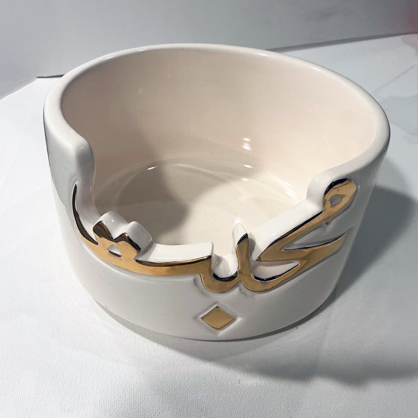 Beautiful Ceramic Chocolate Container Designed with Calligraphy of the Word of Love in Farsi