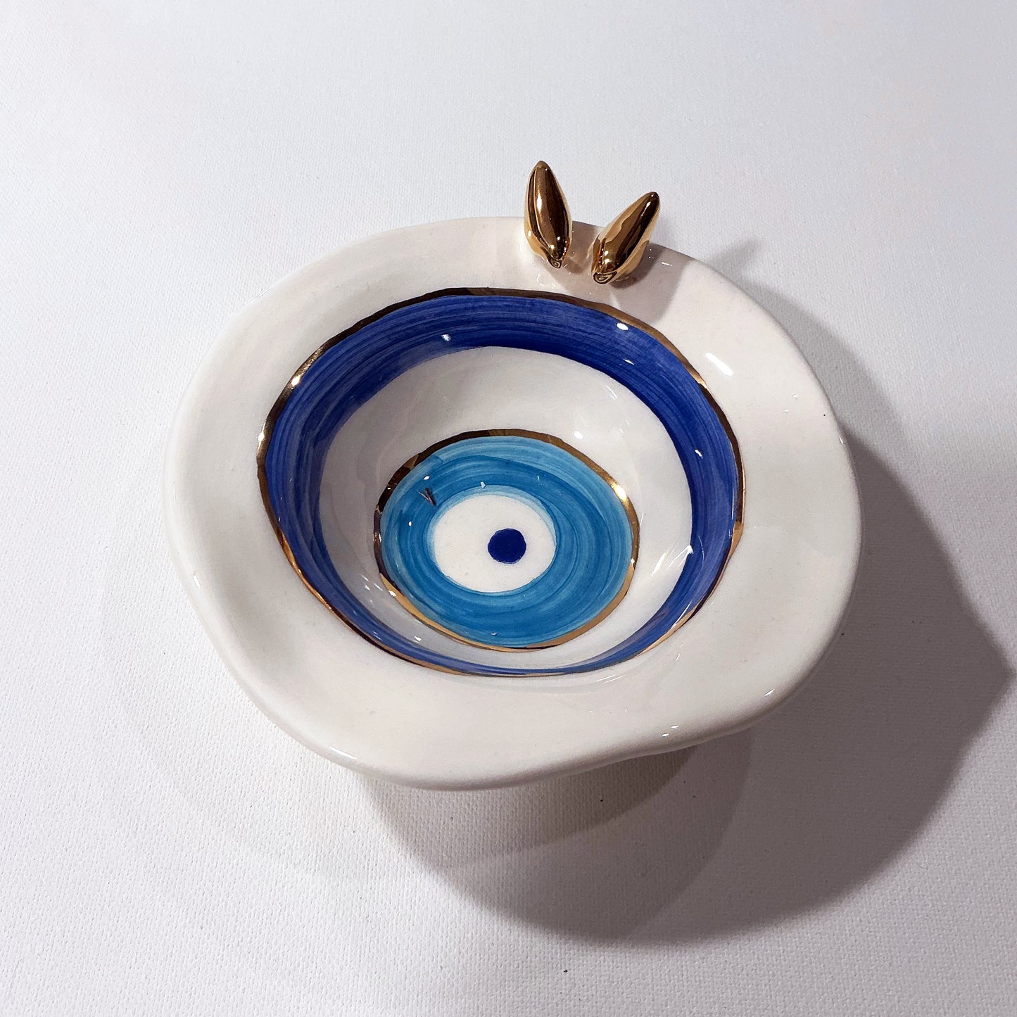 Glazed Ceramic Evil's Eye Bowl - Perfect for Your Haftseen, Home or Office Decor & Everyday Usage