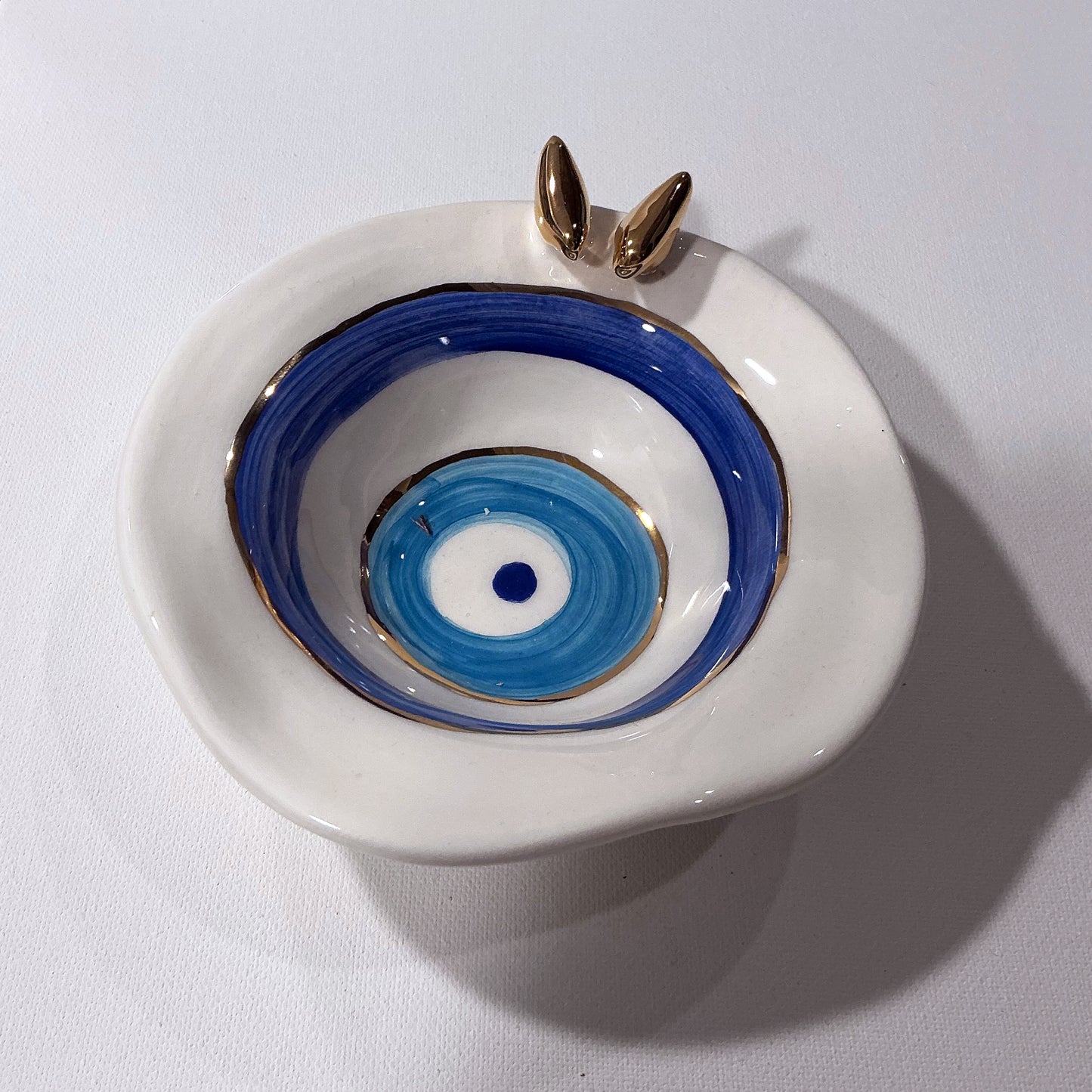 Glazed Ceramic Evil's Eye Bowl - Perfect for Your Haftseen, Home or Office Decor & Everyday Usage