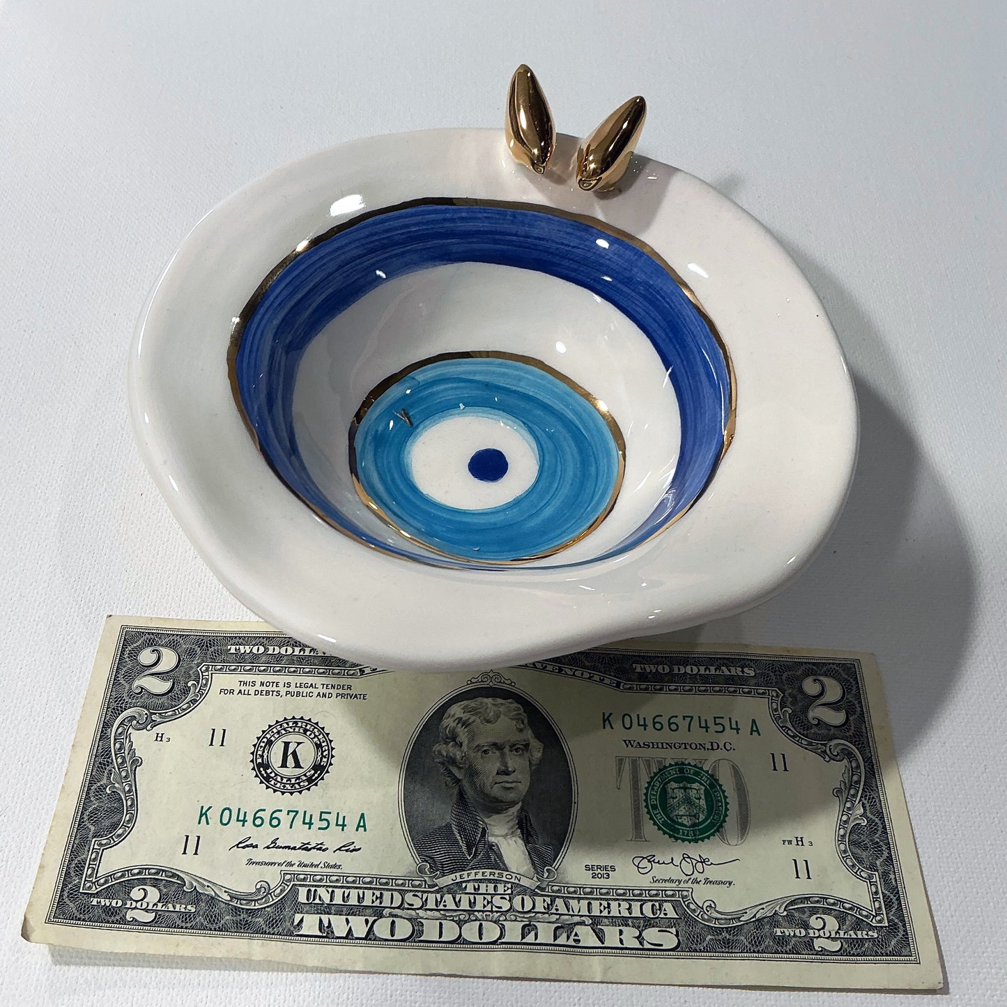 Glazed Ceramic Evil's Eye Bowl - Perfect for Your Haftseen, Home or Office Decor & Everyday Usage