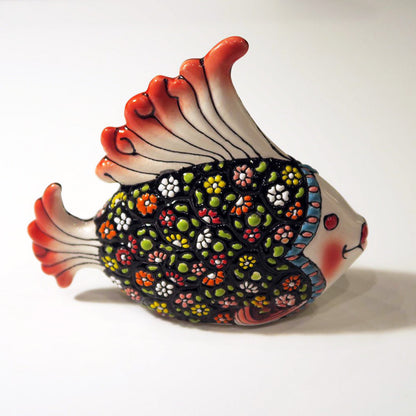 Lovely Fish - Very Beautiful Enameled Ceramic Statue