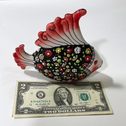 Lovely Fish - Very Beautiful Enameled Ceramic Statue