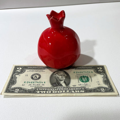 Handmade Medium Size Ceramic Pomegranate - Red