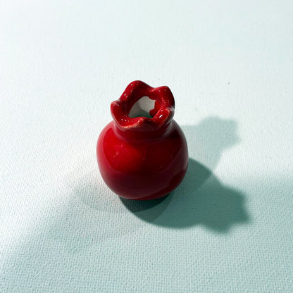 Handmade Small Ceramic Pomegranate - Bright Red
