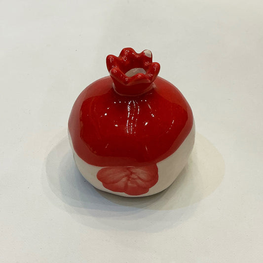 Handmade Medium Size Ceramic Pomegranate - Red