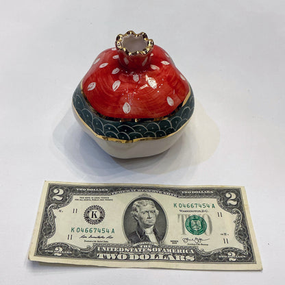 Handmade Ceramic Pomegranate Designed by 11-Carat Gold - Red Blue