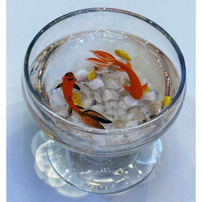 Fish Bowl - Unique Clear Glass Bowl with Sculptures of Fishes! Style 1