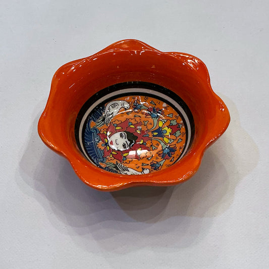 Enameled Ceramic Bowl - Perfect for Your Haftseen, Home or Office Decor & Everyday Usage, Dark Orange