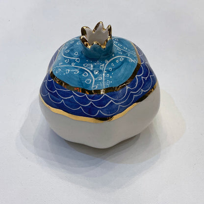 Handmade Ceramic Pomegranate Designed by 11-Carat Gold -  Navy Blue, in 2 Designs