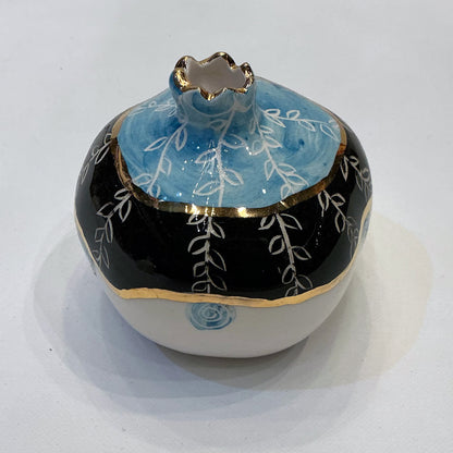 Handmade Ceramic Pomegranate Designed by 11-Carat Gold -  Navy Blue, in 2 Designs
