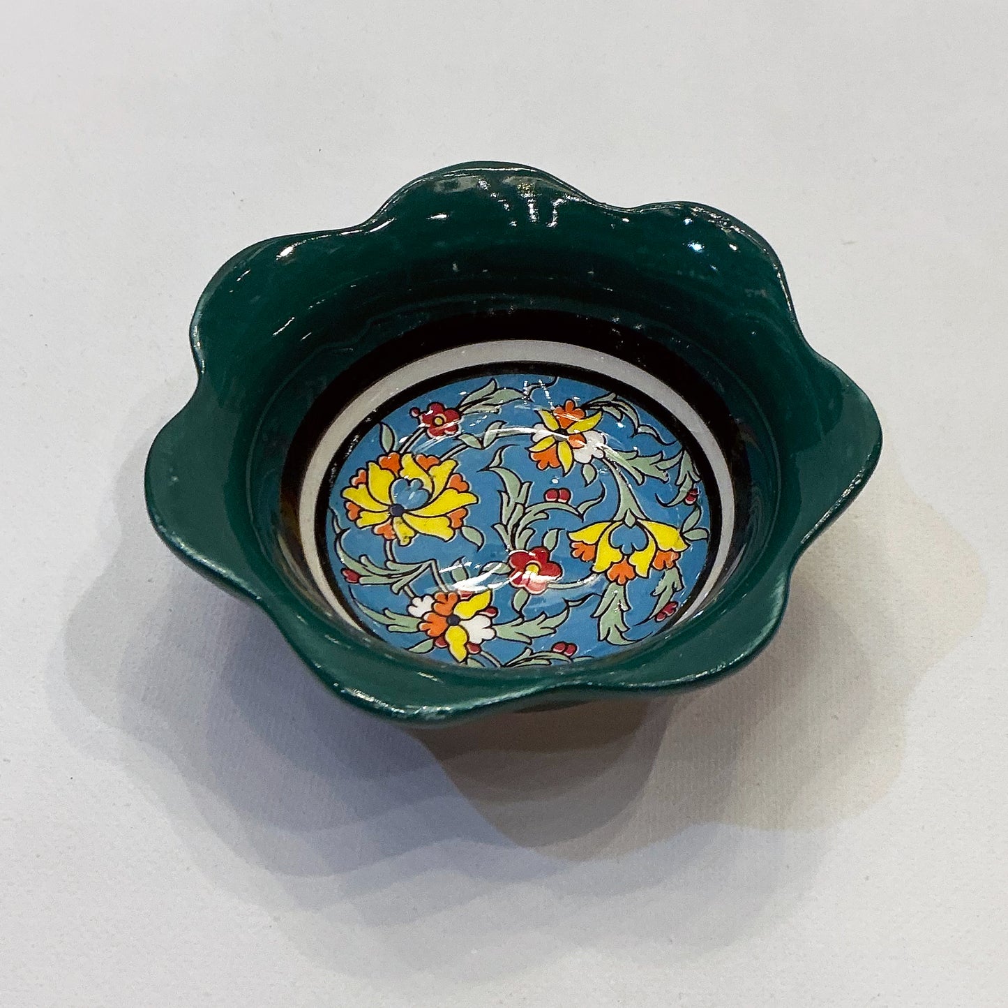 Enameled Ceramic Bowl - Perfect for Your Haftseen, Home or Office Decor & Everyday Usage, Hunter Green