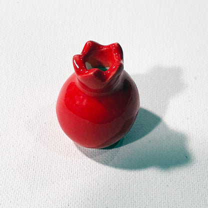 Handmade Small Ceramic Pomegranate - Bright Red