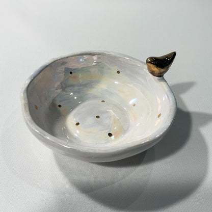 Ceramic Bowl - Unique Bowl for your Haftseen, Home or Office Decor With a Golden Bird Design