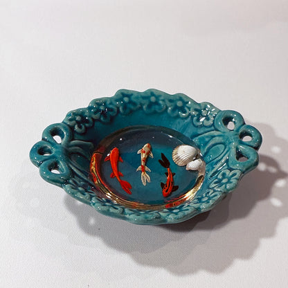 Fish Bowl - Very Beautiful Turquoise Ceramic Bowl - Style#2